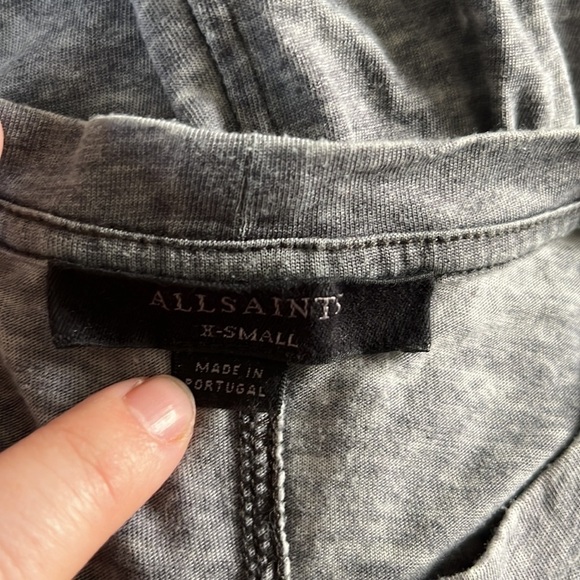 All Saints Aino Acid Wash Cold Shoulder Long Sleeve Top Gray - Picture 10 of 13